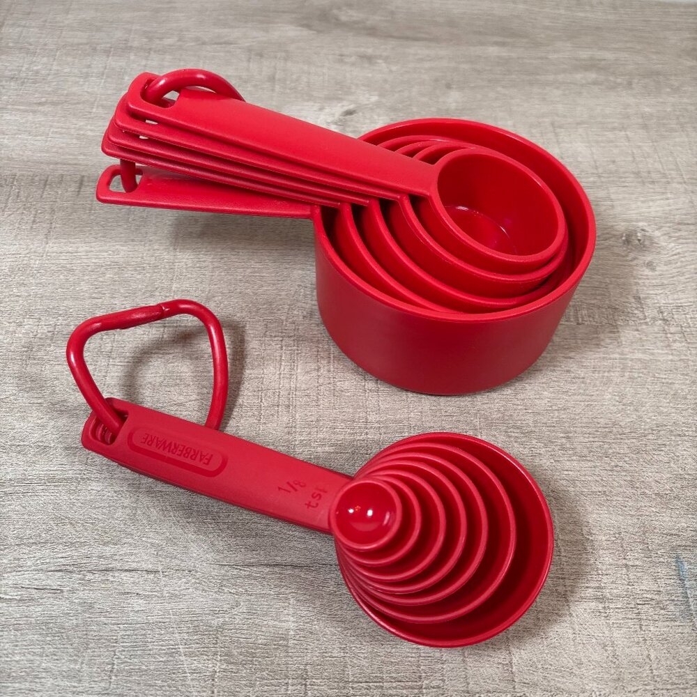 Farberware Red Measuring Cup & Spoons Set Including Bonus Coffee Scoop